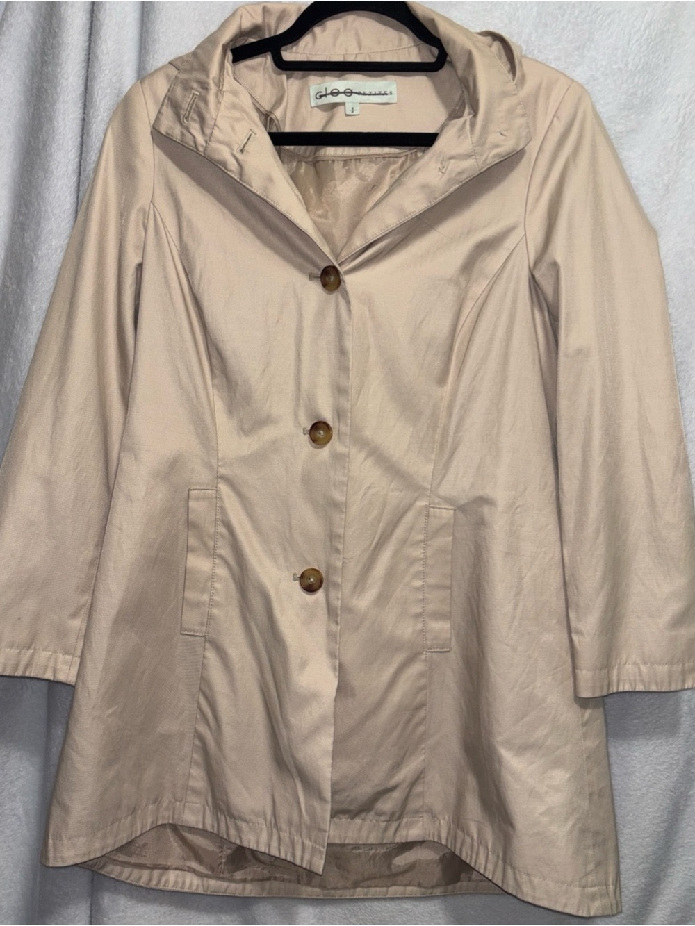 Cleo Women's Cream Hooded Button-Front Jacket Small Petite